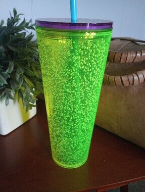 Starbucks 24 Oz Neon Yellow Bubble Tumbler NWOT